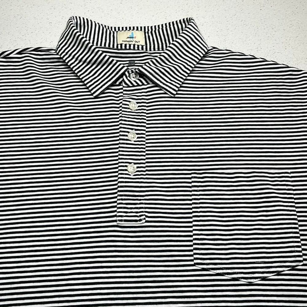 johnnie-O Hangin Out Performance Cotton/Spandex Striped Golf Polo ShirtMens